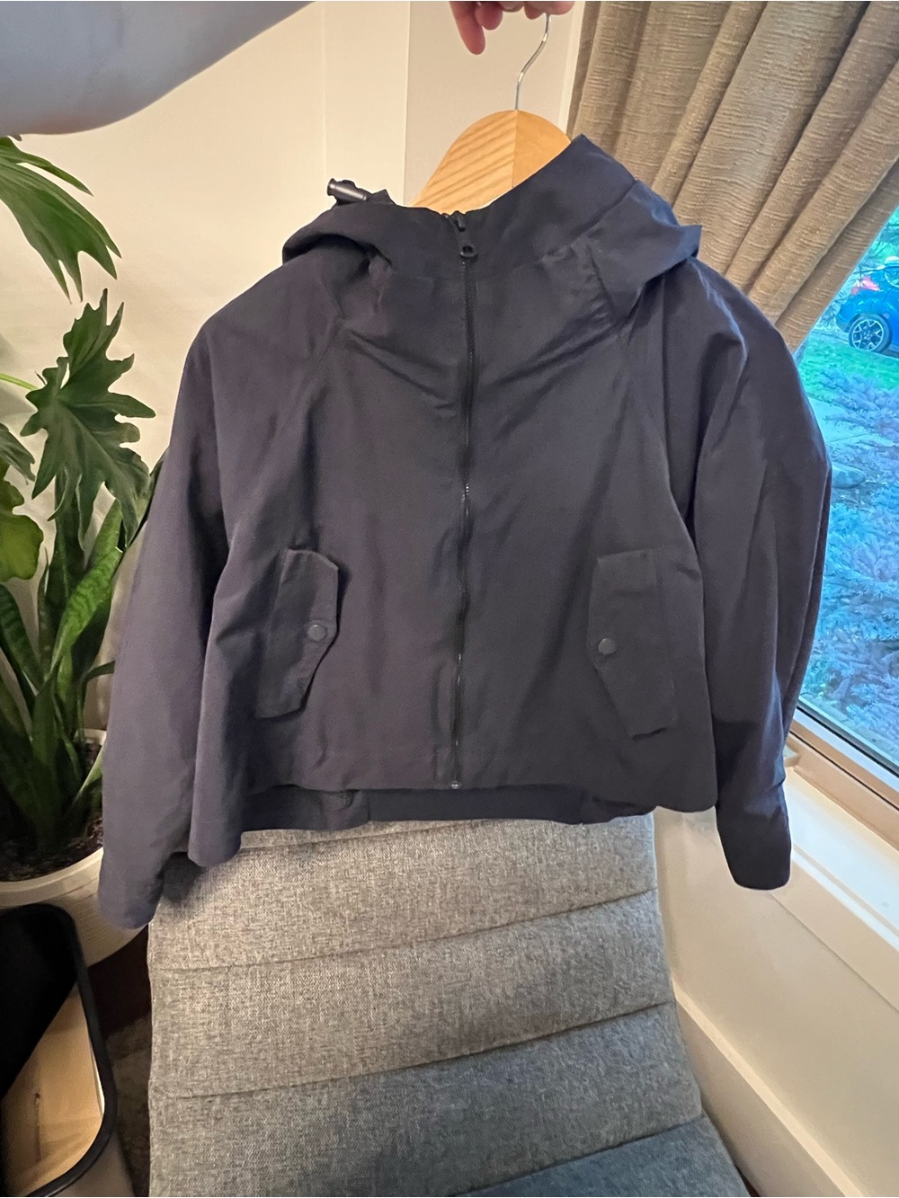 Zara Navy Hooded Bomber Jacket